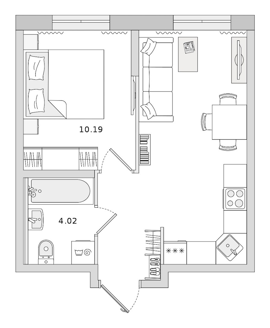 1-комнатная квартира 33.64 м², 2/17 эт., ЖК «Новые горизонты 2»